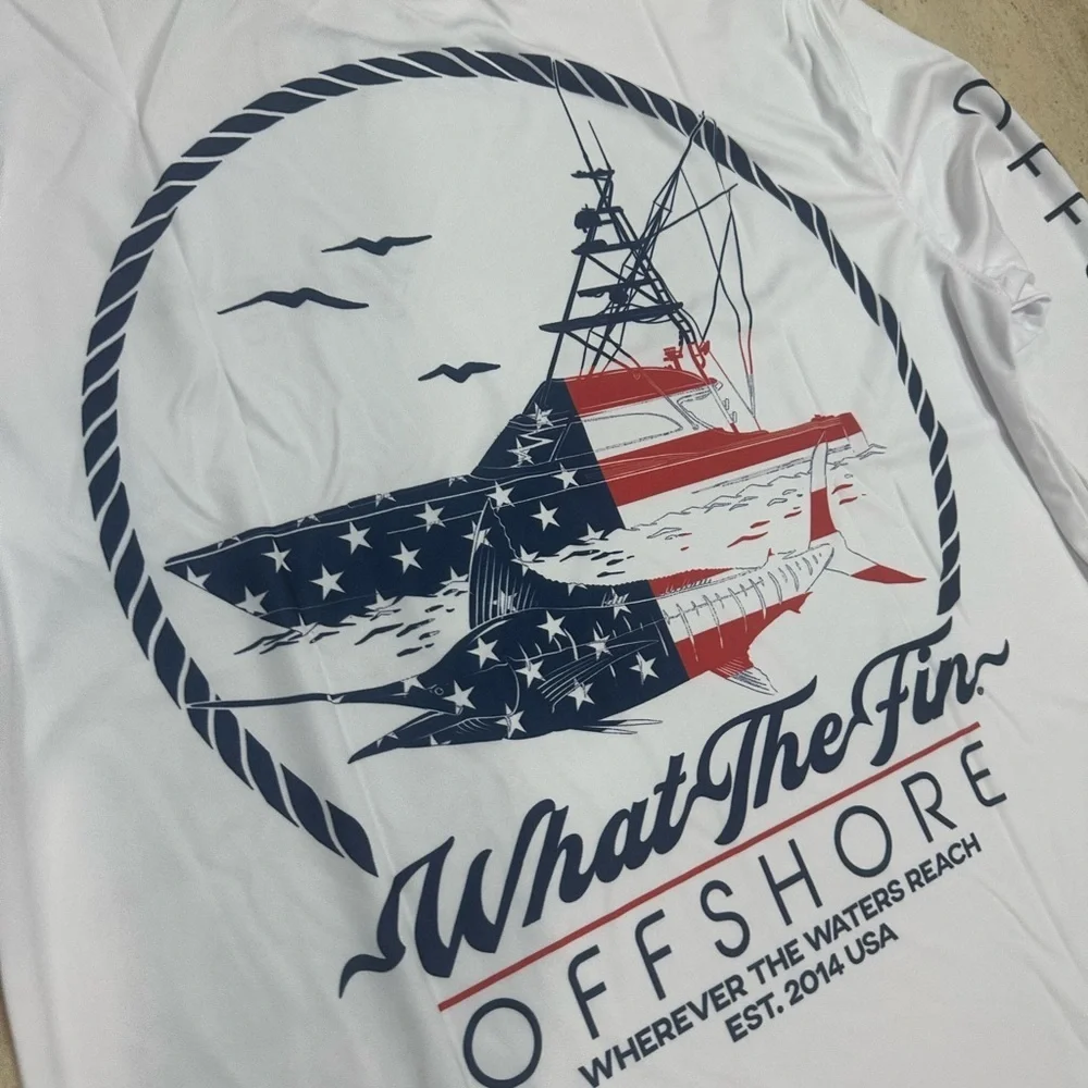 WTF - What The Fin? Long-Sleeve Performance Wicking Shirt - USA Jolly Fin NWT S - Picture 2 of 4